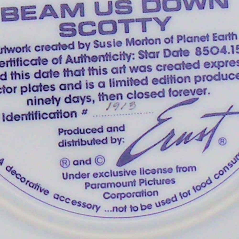 Vintage Star Trek TOS "Beam Us Down Scotty" Plate - Picture 12 of 12